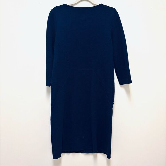 Boden Ellen Ottoman Dress – Navy, 3/4 Sleeve, Pocket Seam Detail, Size 4 - Picture 5 of 7
